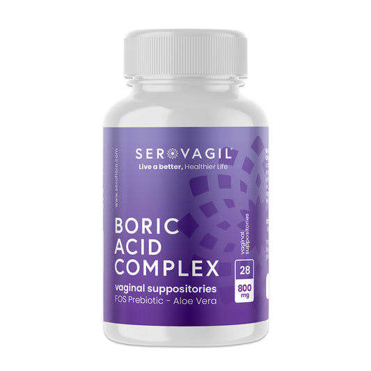 Serovagil - Boric Acid Vaginal Suppositories with FOS Prebiotic & Aloe Vera (28ct)