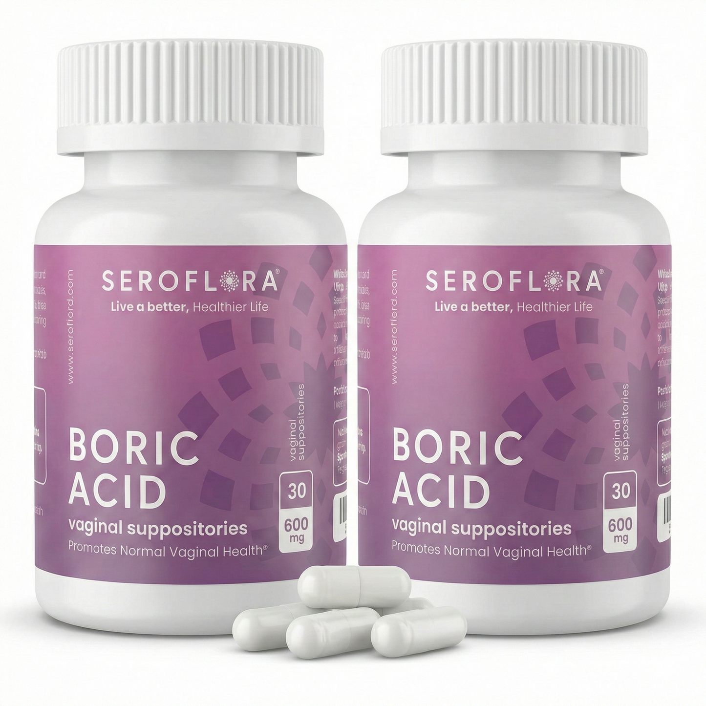Boric Acid Suppositories (30ct, 2 bottles)