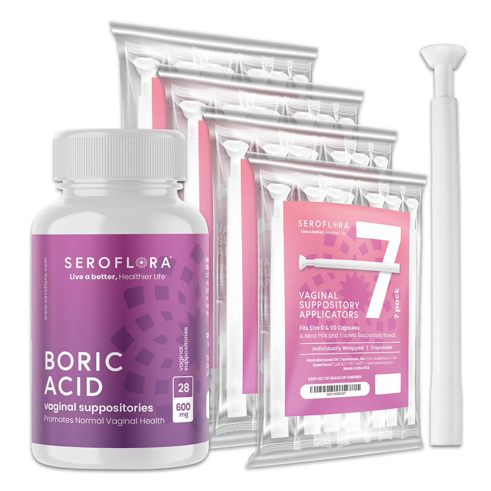 Boric Acid Vaginal Suppositories for Yeast Infection with Applicators (28/28ct)